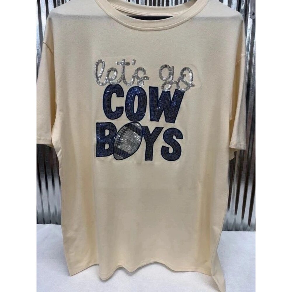 Let’s Go Cowboys Sequin Football Shirt Women’s XL - new without tags